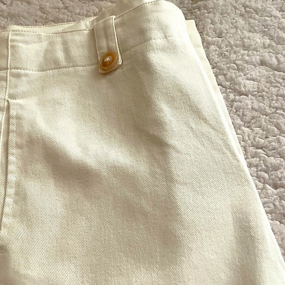 LA MIEL Junior Large, Crisp Summer Vacation Cream Wide-leg Button Tab Boho Pants - Picture 5 of 10